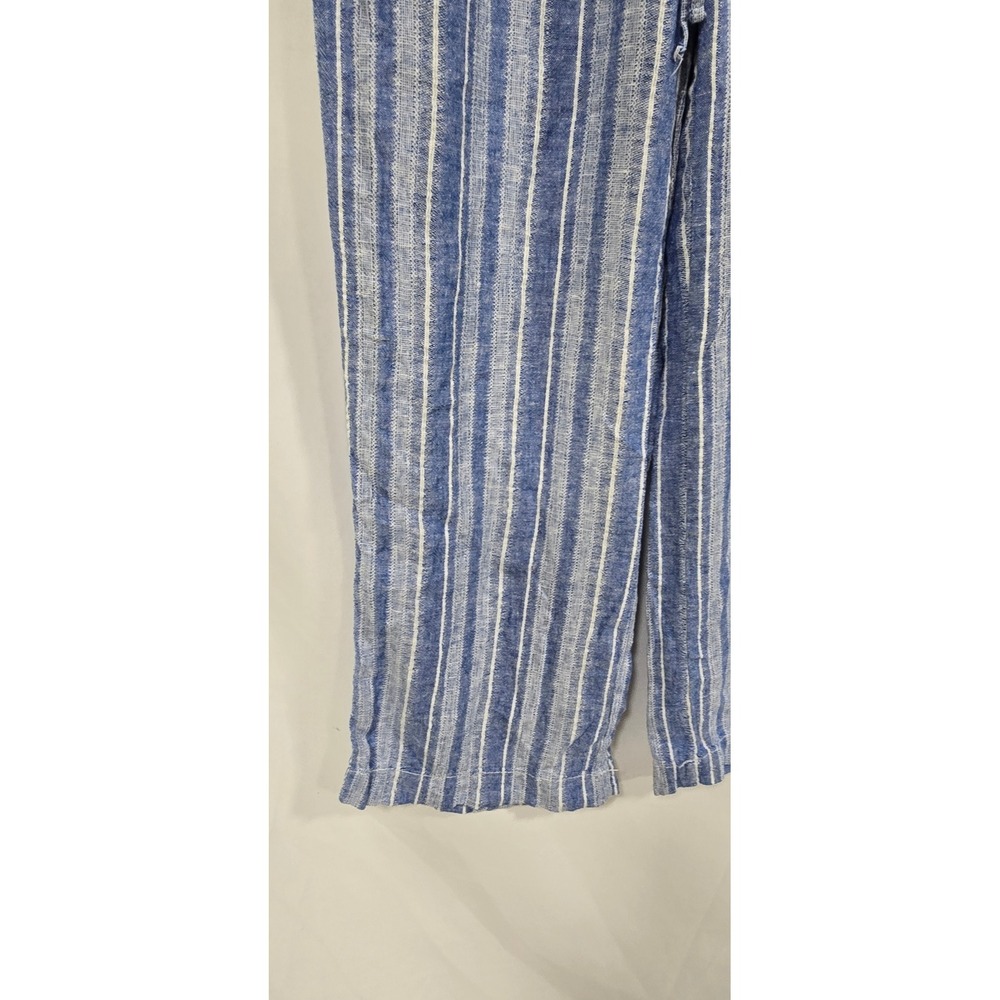 Briggs women M wide leg‎ pants linen blend stripped palazzo pants blue resort - Picture 5 of 8